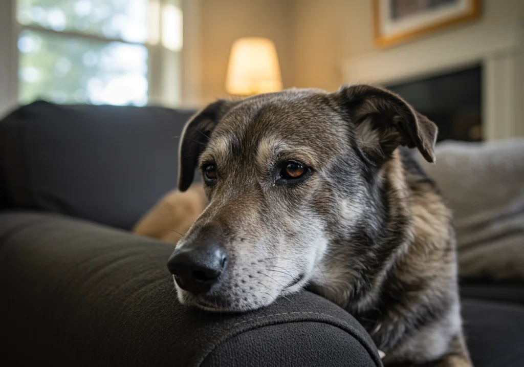 senior dog indoors